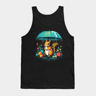 Squirrel Rainy Day With Umbrella Tank Top